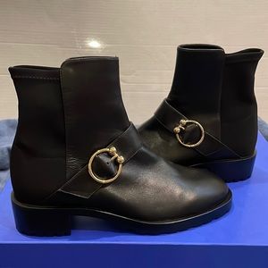 Stuart Weitzman Luxering Black Leather Bootie 8.5